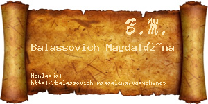 Balassovich Magdaléna névjegykártya